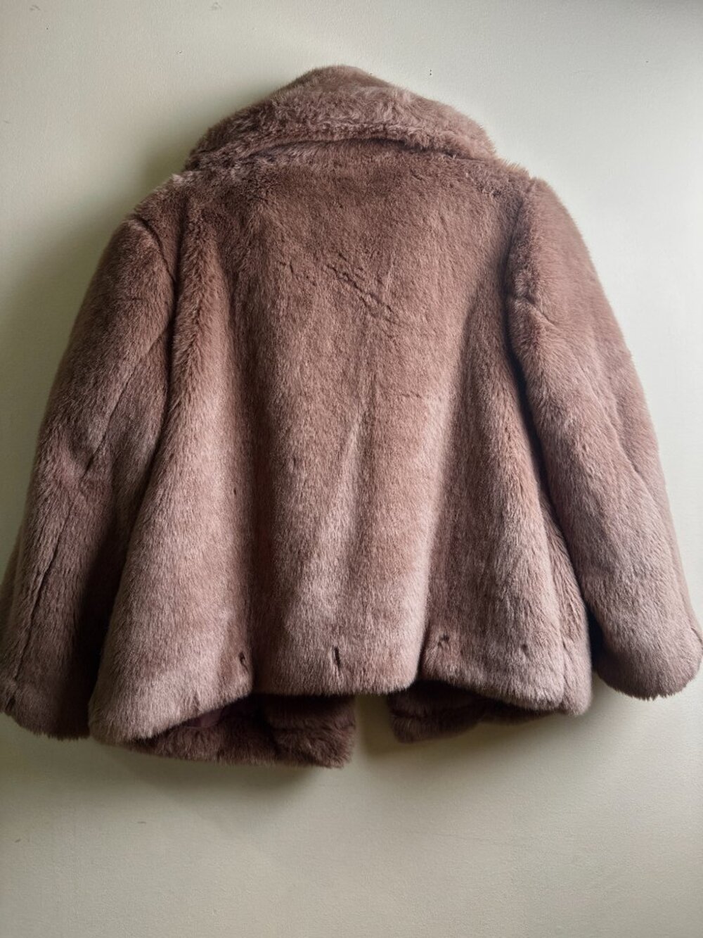 Pink Mauve Faux Fur Coat Oversized Y2K Coquette Dusty Rose L A New Day - Picture 3 of 4